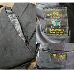 Hart Schaffner Marx Mens 2 Pc Suit 38R Gray Stripe